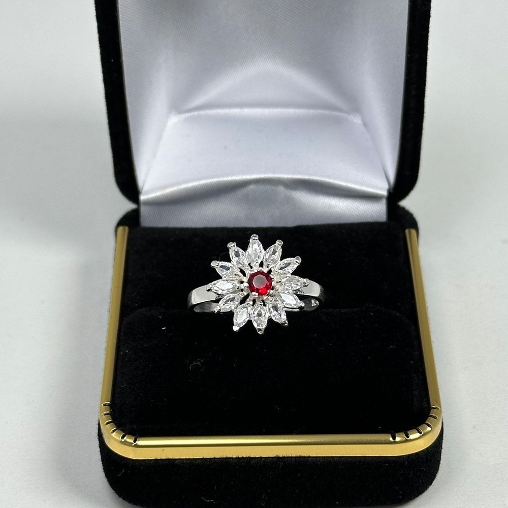Vintage Mexico 925 Sterling Silver Flower Cluster Ring Size 8.5 - Picture 1 of 8
